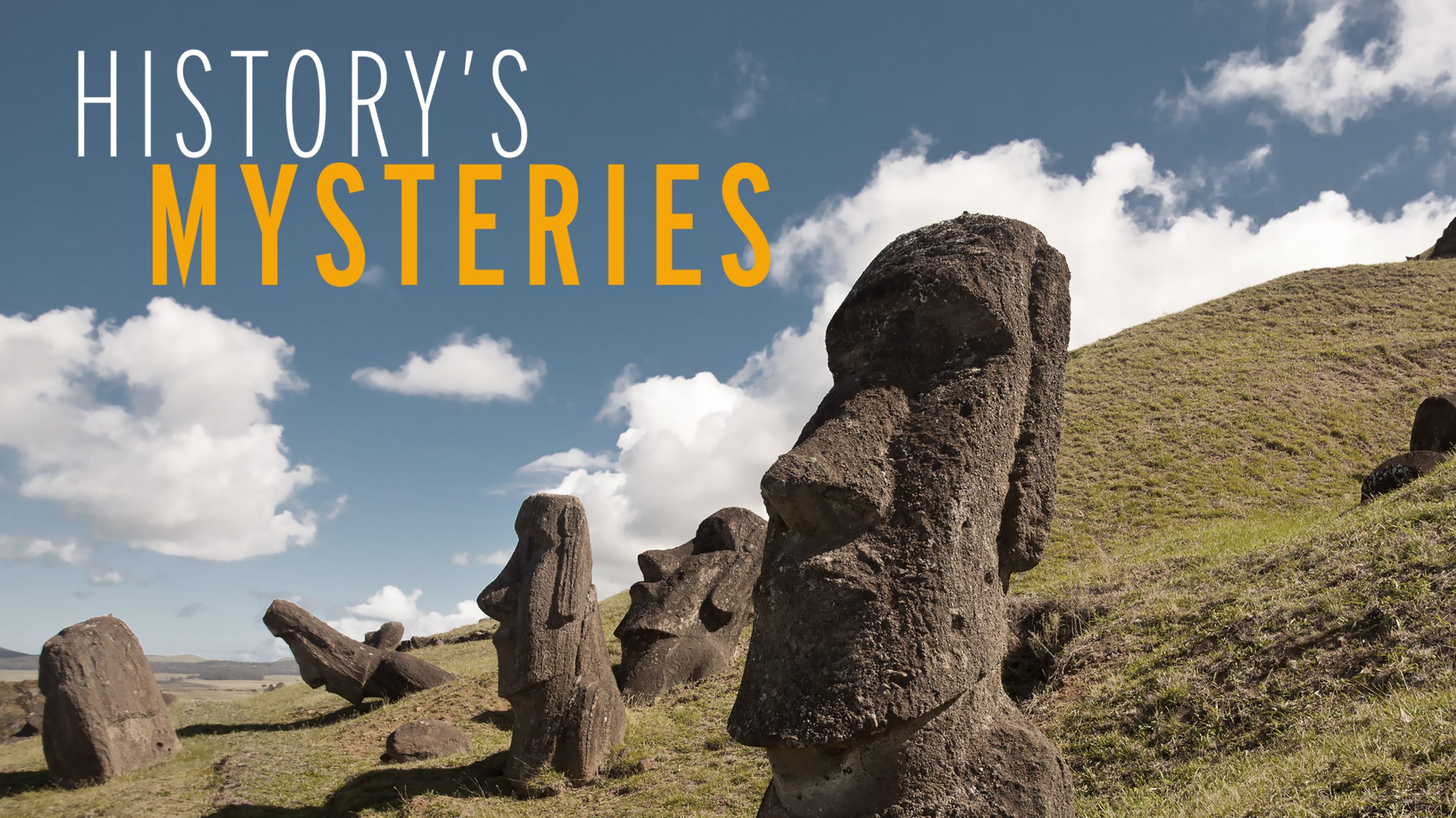Historys mysteries written with historical rocks in background