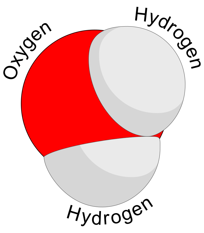 White and red Molecular illustration of Dihydrogen monoxide