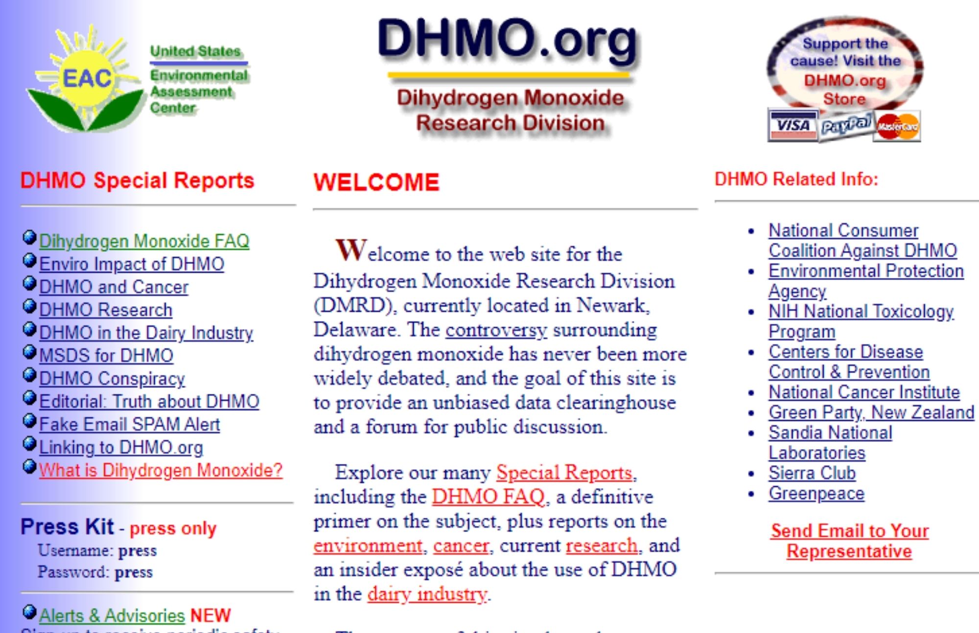 Dihydrogen Monoxide Research Division - A Forum For Public Discussion On The Danger Of Dihydrogen Monoxide