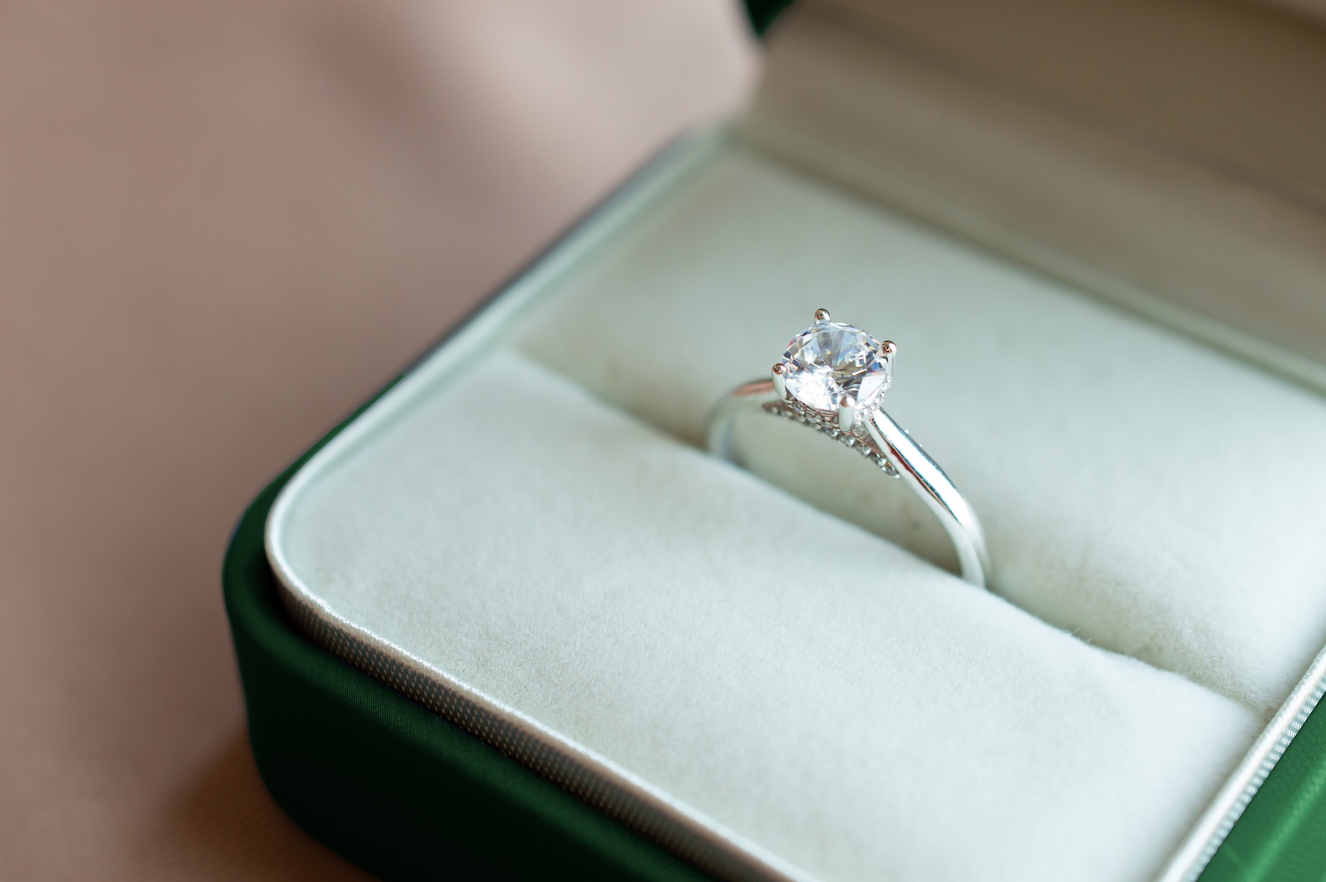 Diamond ring in a gift box