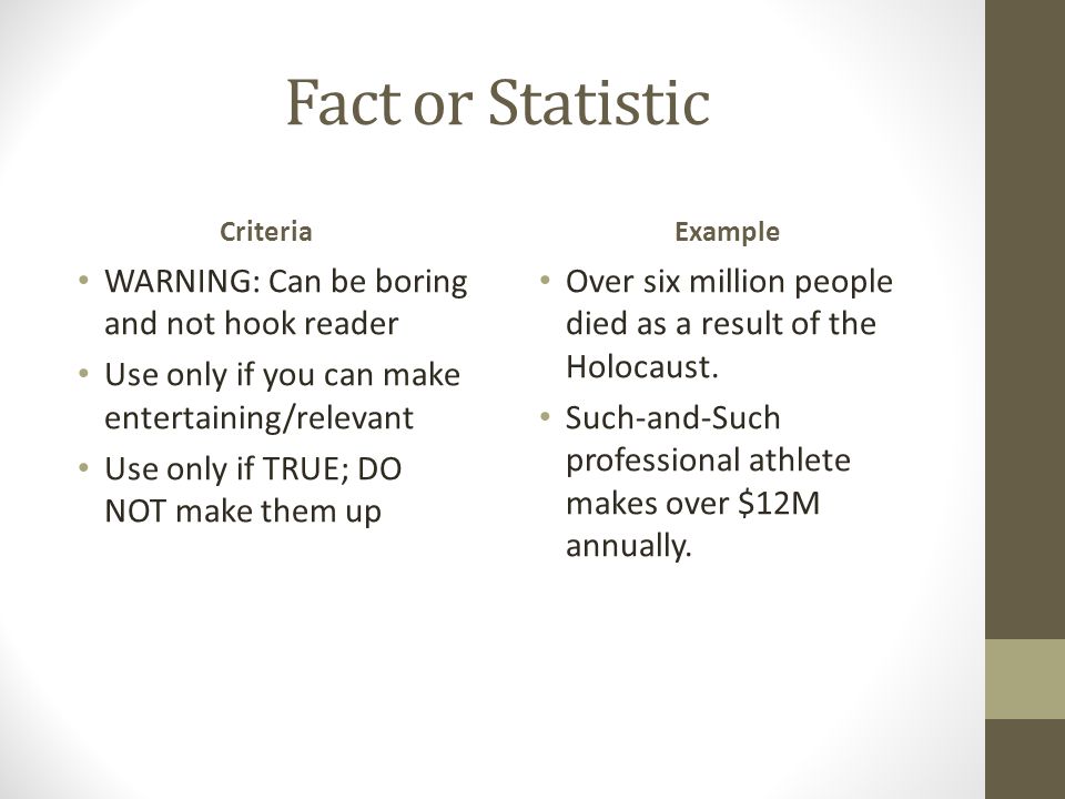 Fact and statistick hook